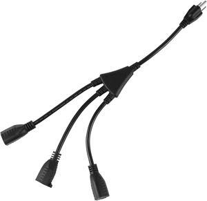oviitech 1 to 3 Power Cord Splitter Cable, 1.5FT Indoor 3 Prong Power Strip for Halloween Lights, Christmas Decorations, Computer, Scanner, Transformer, and LED Stage Light,16/3 SJT,Black,1pack
