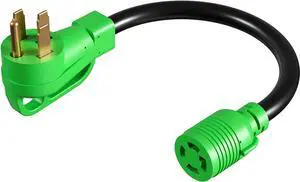 oviitech NEMA 14-50P to L14-30R Generator Transfer Switch Adapter Cord,250V, SJTW 10AWG*3C,50Amp Male to 30Amp Female Generator Welder Dryer RV EV Adapter Cord, 1.5FT,Green