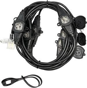 25FT Power Extension Cord 3 Prong, 16 Gauge SJTW 5-15R Cable Male Plug to Female Connector,7 Outlet Cable,Multiple Evenly-Spaced Plug,Suitable for Stage Setting or Outdoor,UL Certified Outlet Cable