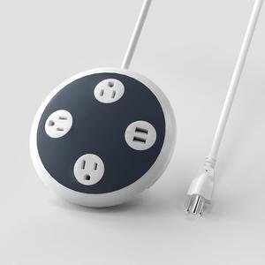 3 Multi Outlet Power Strip Surge Protector with 2 Quick USB Charging Ports, OviiTech Round Desktop Charging Station,UFO Shape, ETL Certified, White