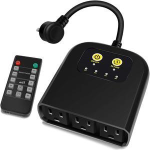Outdoor Dimmer, 3 Grounded Outlets for String Lights, 100Ft Remote Control, Lamp Dimmer Timer Plug in, Outdoor Waterproof for Dimmable LED/Tungsten Bulb/Patio Lights