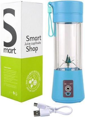 Portable Blender, Personal Size Blender Shakes and Smoothies, Mini Juicer Cup USB Rechargeable, Handheld Travel Blender Fruit Mixer 400ml Blue