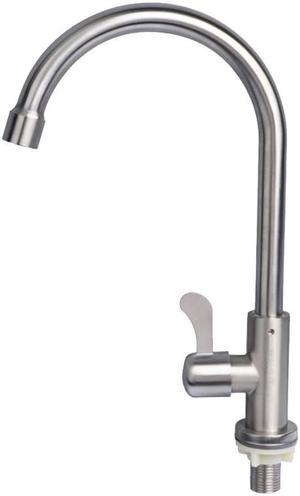 Single Cold Water Bar Pre Fuacet  Kitchen Sink Faucets High Arc 360°Rotatable Single Hole 304 Stainless Steel Brushed Nickel