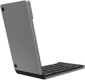 Double Fold Aluminum Alloy Bluetooth-compatible Keyboard Mini 66 Keys Wireless Keyboard for Android Tablet PC folding bluetooth-compatible keyboard for mini Silver