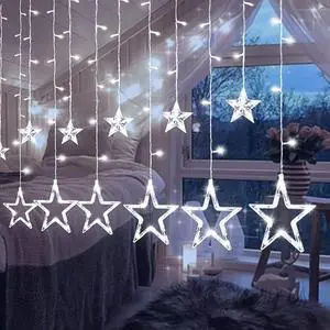 138 LED Star Curtain Light White Decorative String Lights for Home and Party Styling 138 LED Star Curtain Light White Decorative String Lights for Home and Party Styling