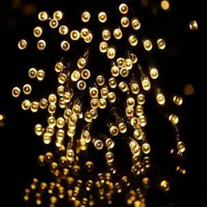 100 LED Solar String Lights - Green Cable Warm White 100 LED Solar String Lights - Green Cable Warm White