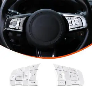 Acaigel Silver Alloy Steering Wheel Button Cover Trim For Jaguar F-Pace F-Type Xe Xf