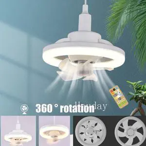 Fan Bulb LED Fan Light E27 Mini Fan Light 360° Moving Head 60W Suitable for Bedroom and living room