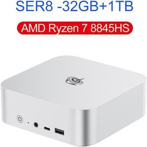 Beelink AI SER8 Mini Pc AMD Ryzen 7 8845HS DDR5 RAM 32G SSD 1TB NVME PCIe40 25Gbps Wifi6 BT52 Desktop Gaming Computer Silver