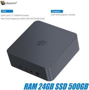 Beelink EQI12 Office Mini PC Intel Core 1220P i5-12450H i7-12650H RAM 24GB DDR5 500GB 1TB SSD Wifi6 BT5.2 Laptop Gamer Computer Intel Core i7-12650H 24g ram 500g ssd