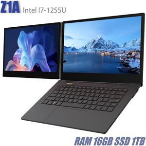 HIGISY Portable 14 inch IPS 360° Dual Screen Business Laptop Intel i7-1255U Computer 16G DDR4 1TB SSD 1920*1080 Windows 11 WIFI6 BT5.2 Office Natebook PC