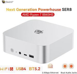 Beelink Mini Gaming PC SER8 Powerful AI PC With AMD Ryzen 7 8845HS 32G DDR5 1T NVME PCIe4.0 SSD 2.5Gbps Desktop Computer Silver