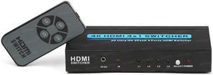 Dark 4K HDMI 4x1 Switcher, 3D Ultra HD 4K x 2K 4 Ports HDMI Switcher, HDMI Selector