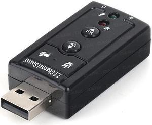 Dark USB 2.0 Virtual 7.1 Surround Sound Card - USB2.0 7.1 Sound Card with Stereo Sound Effects (Windows and MAC Supported)