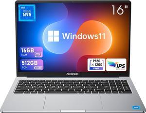 ACEMAGIC Laptop 16 inch FHD Display, 16GB RAM 512GB ROM with Intel 12th Gen Alder Lake N95(4C/4T, Up to 3.4GHz) Laptop Computer Support WiFi, BT5.0, 1MP Webcam, 3*USB3.2, Type-C