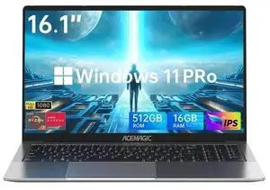 NIPOGI Laptop 16.1 FHD Gaming Laptop, AMD Ryzen 7 7735HS, 16GB RAM, 512GB SSD, Windows 11 Pro, WiFi 6, Backlit KB, Gray