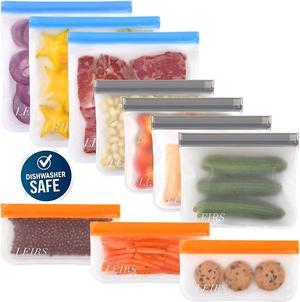Dishwasher Safe, Reusable Storage Bags Pack of 10, Reusable Freezer Bags, Extra Thick Reusable Lunch Bags Leak-Proof Silicone, BPA Free For Food Cured Meat, Fruit Cereal, Sandwiches ,snack