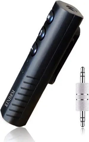 Bluetooth V5.0 Output Audio Receiver, KINDRM Mini Wireless 3.5mm Jack Aux Adapter Portable for Headphones, Speakers, Car/Home Stereo System(Black)