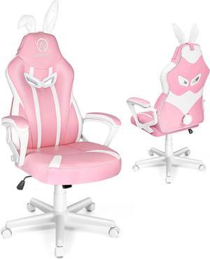 Pink Gaming Chair for Kids Gamer Chair for Teens Adults Computer Chair for Girls Video Game Chairs Silla Gamer Ergonomic PC ChairPinkWhite