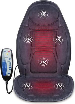 Snailax Vibration Massage Seat Cushion with Heat 6 Vibrating Motors and 2 Heat Levels, Back Massager, Massage Chair Pad for Home Office use