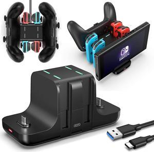 Upgraded Controller Charger Dock Station for Nintendo Switch Pro Controller and Joy con FANPL 6in1 Charging Stand for Switch  OLED Model  Lite with Charging Indicator and Type C Charging Cable