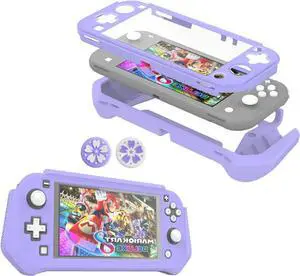 Switch Lite Case Protective Case for Nintendo Switch Lite, Compatible Nintendo Switch Lite Screen Protector Cover Hand Grip Case with Detachable TPU+Built-in PC Screen (Purple)