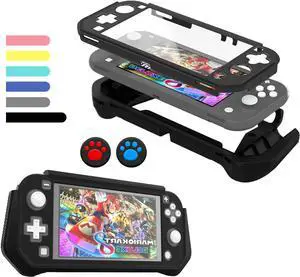 Switch Lite Case Protective Case for Nintendo Switch Lite, Compatible Nintendo Switch Lite Screen Protector Cover Hand Grip Case with Detachable TPU+Built-in PC Screen, Black