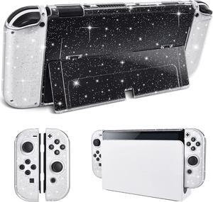 DLseego Protective Glitter Case Compatible with Switch OLED Console Updated Version, Glitter Bling Soft TPU Cover with Shock-Absorption and Anti-Scratch Design-Crystal Glitter