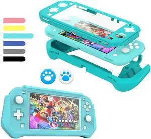 Switch Lite Case Protective Case for Nintendo Switch Lite, Compatible with Nintendo Switch Lite Screen Protector Cover Hand Grip Case with Detachable TPU+Built-in PC Screen + 2 Thumb Grip Caps, Blue