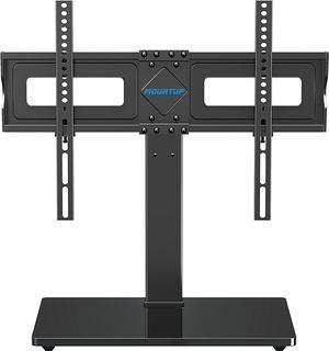 MOUNTUP Universal TV Stand, Table Top TV Stands for 37 to 65, 70, 75 Inch Flat Screen TVs, Height Adjustable, Tilt, Swivel TV Mount with Tempered Glass Base Hold up to 88lbs, Max VESA 600x400mm MU0031