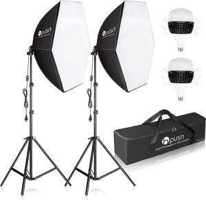HPUSN Softbox Photography Lighting Kit 30"X30" Professional Continuous Lighting System Photo Studio Equipment with 2pcs E27 Socket 5400K Bulbs for Portraits Advertising Shooting YouTube Video
