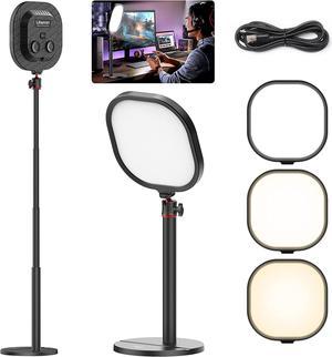 LED Streaming Key Light Desktop- K7 Extendable Home Office Lighting Live Broadcast 360° Fill Professional Studio LED Panel Multi-Layer Diffusion, Edge-lit Technology for Game Video Makeup Photograph