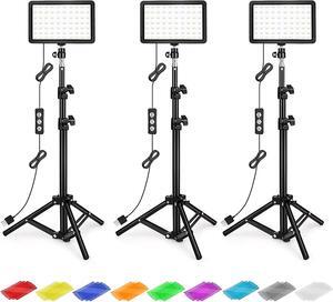 Photography Lighting Kit Dimmable 5600K USB Led Video Studio Streaming Lights with Adjustable Tripod Stand and Color Filters for Table Top/Photo Video Shooting