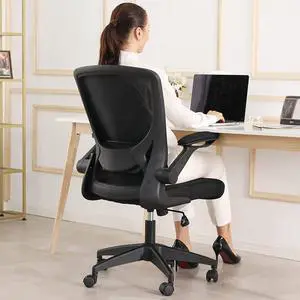 Ergonomic Office Chair, Breathable Mesh Desk Chair, Lumbar Support Computer Chair with Wheels and Flip-up Arms, Swivel Task Chair, Adjustable Height Home Gaming Chair (Black) Ergonomic Office Chair, Breathable Mesh Desk Chair, Lumbar Support Computer Chair with Wheels and Flip-up Arms, Swivel Task Chair, Adjustable Height Home Gaming Chair (Black)