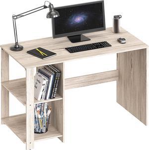 SHW Home Office Computer Desk with Shelves, Maple