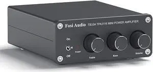 Fosi Audio TB10A 2 Channel Stereo Audio Amplifier Receiver Mini Hi-Fi Class D Integrated Amp 2.0CH for Home Speakers 100W x 2 with Bass and Treble Control TPA3116(with Power Supply) Fosi Audio TB10A 2 Channel Stereo Audio Amplifier Receiver Mini Hi-Fi Class D Integrated Amp 2.0CH for Home Speakers 100W x 2 with Bass and Treble Control TPA3116(with Power Supply)