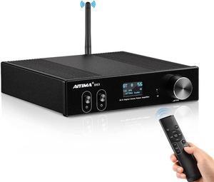 D03 Bluetooth 5.0 DAC Amplifier 150 Watt x 2 Stereo HiFi 2.1 CH Digital Sound Amplificador 24Bit/192kHz Class D Power Amp USB Coaxial Optical OLED AptX, Support Subwoofer & with Remote