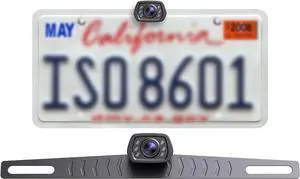 Car Backup Camera 6 Auto LED Lights Night Vision, IP69 Waterproof Wired License Plate Rear View Camera 149° Wide View Reversing Camera for Car Pickup Truck SUV-B2