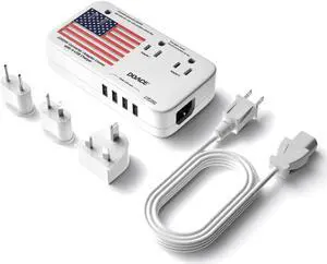 DOACE® X11 2200W Voltage Converter, 220V to 110V Converter for Hair Dryer Straightener Curling Iron, 10A Travel Power Adapter with 4-Port USB and US UK AU EU Plugs for Cell Phone Camera Tablet Laptop
