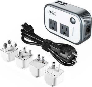 FOVAL Power Step Down 220V to 110V Voltage Converter International Travel Adapter for Hair Straightener/Curling Iron Including US/AU/EU/UK/India Universal Plug Adapter