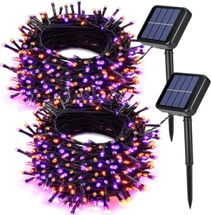 Joomer Orange Purple Halloween Solar Lights, 2Pack Total 144FT 400LED Joomer Orange Purple Halloween Solar Lights, 2Pack Total 144FT 400LED