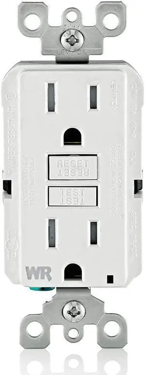 Leviton GFCI Weather-Resistant Receptacle, 15 Amp Tamper-Resistant, GFWT1-W, White Leviton GFCI Weather-Resistant Receptacle, 15 Amp Tamper-Resistant, GFWT1-W, White