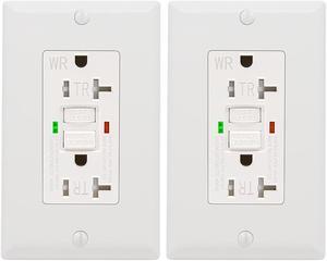 10 Pack - POWAWINI GFCI Outlet 20 Amp, UL Listed, Self-Test, LED Indicator, Tamper-Resistant, Weather Resistant Receptacle Indoor or Outdoor Use with Decor Wall Plates and Screws (Black)