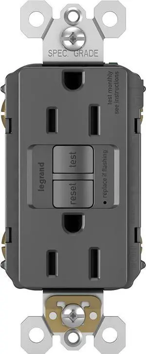 Legrand radiant 1597BKCCD12 15 Amp GFCI Self Test Decorator Duplex Outlet, Black (1 Count)