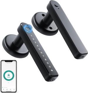Fingerprint Door Lock, Millionhome Door Lock with App/Code/Backup Key/Fingerprint Door Knob Keyless Entry Door Lock with Handle for Home Hotel Office Apartment Bedroom Black