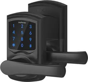 Signstek Keyless Entry Door Lock,Digital Smart Door Lock for Front Door,Keypad Door Lock with Handle and Security Key,Touchscreen,Easy Installation, Matte Black