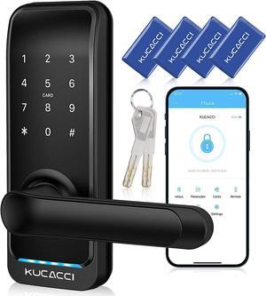 KUCACCI Keyless Entry Door Lock, Smart Door Lock Door Knob with Keypad Door Lock with Handle, Smart Lock Front Door Lock Security, Smart Door Handle, Bedroom Door Lock, Electronic Code Door Lock