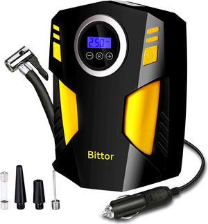 Bittor Tire Inflator Portable Air Compressor, DC 12V Air Compressor, 150 PSI Auto Shut Off with Emergency LED Flasher, for Cars, Motorcycles, Bikes, Motorboats
