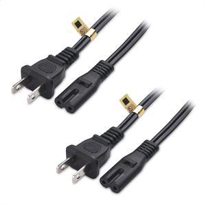 Cable Matters 2 Pack 2 Prong TV Power Cord 6 ft UL Listed AC Power Cord Compatible with Samsung LG Sony Insignia TCL Sharp Toshiba Hisense TV PS4 PS5 Non Polarized NEMA 115P to IEC C7  6 Feet