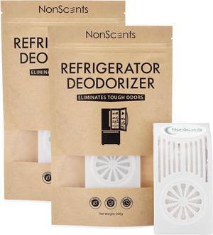 NonScents Refrigerator Deodorizer (2-Pack) - Outperforms Baking Soda - Fridge and Freezer Odor Eliminator